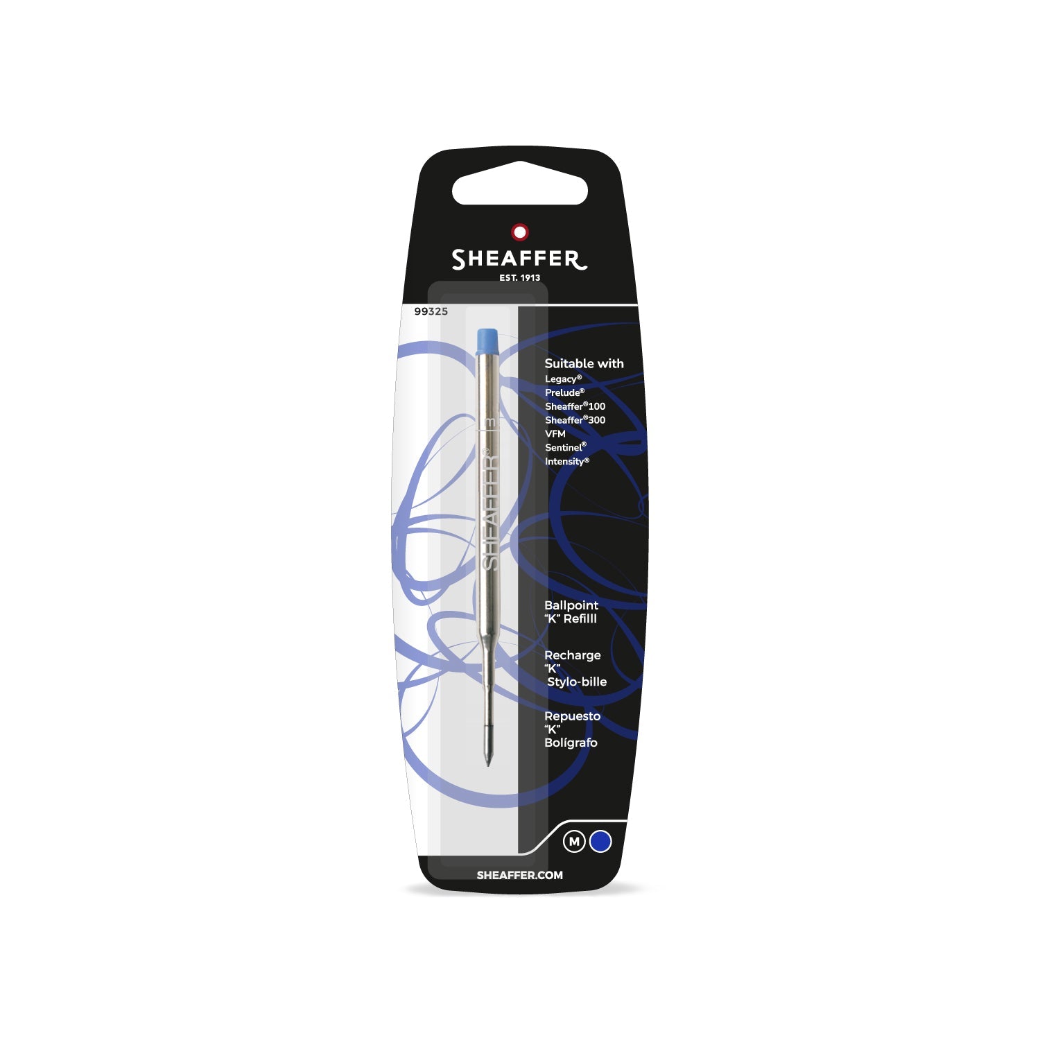 Sheaffer® Ballpoint Refill "K" Style - Blue Medium - Blister Card