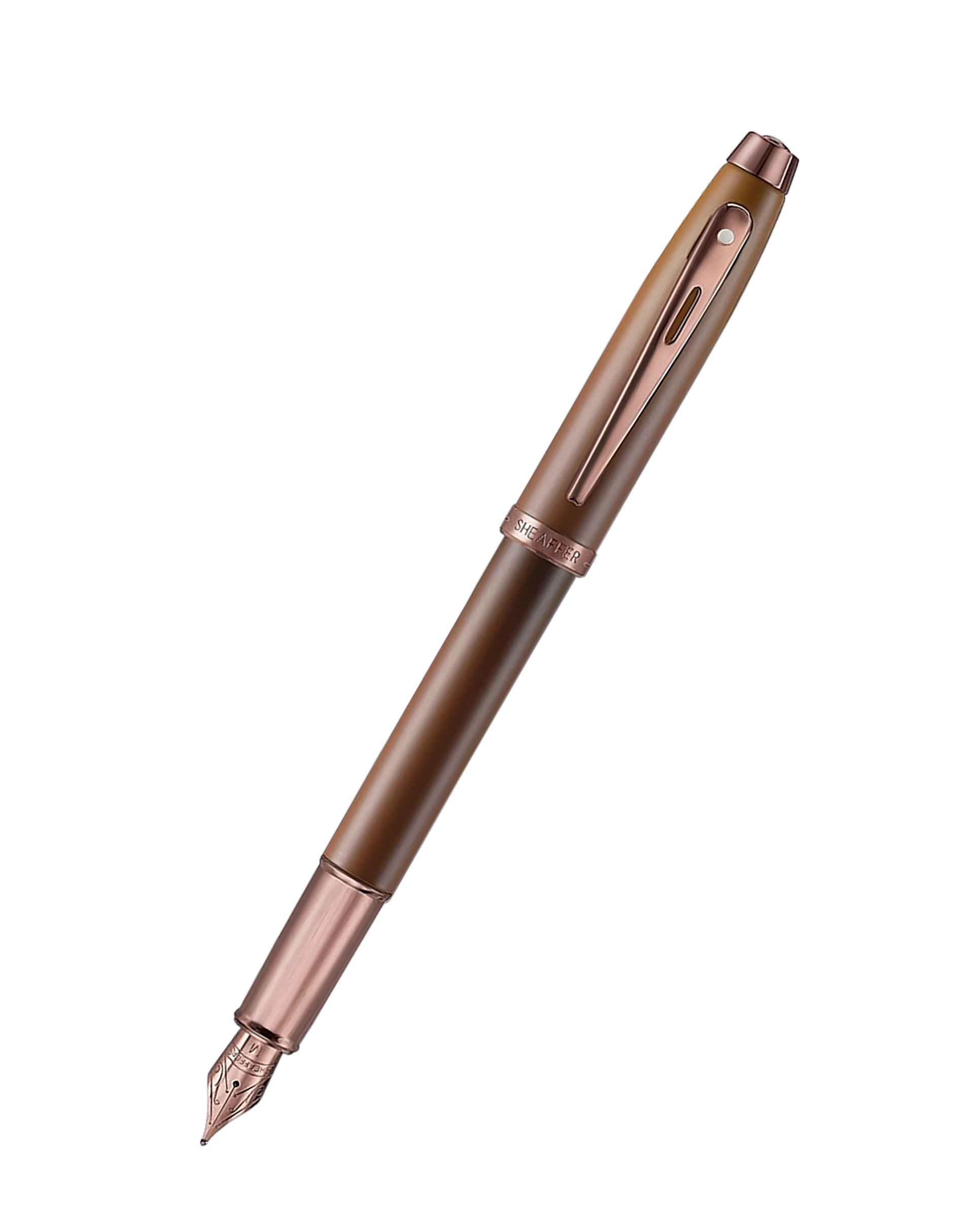 Sheaffer Gift Set ft. Coffee Edition 100 9374 Matt Brown Fountain Pen with Regal Brown PVD Medium Nib and Trims and Coffee-Scented Brown Ink Bottle (50 ml)