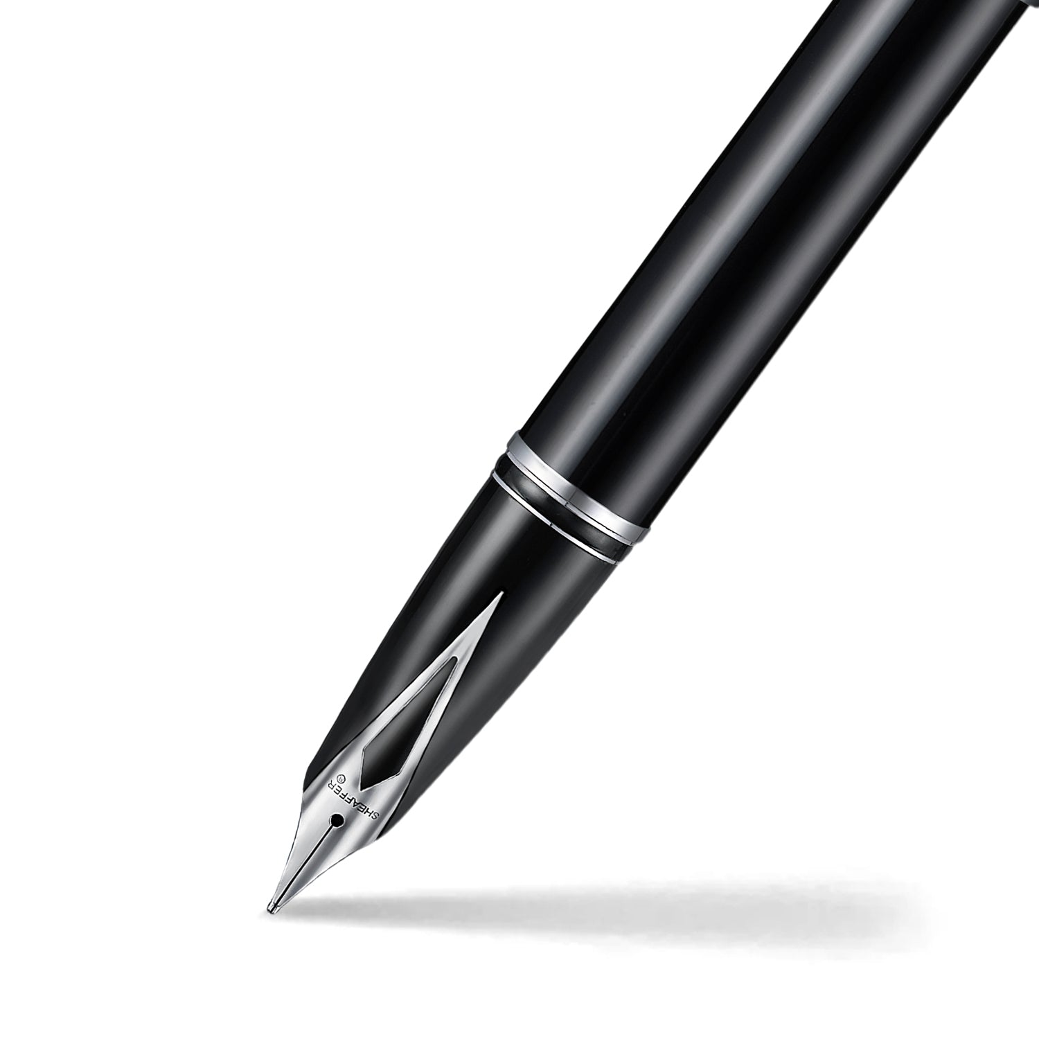 Sheaffer Legacy 9064 Glossy Black Inlaid Nib Fountain Pen with Chrome-Plated Trims
