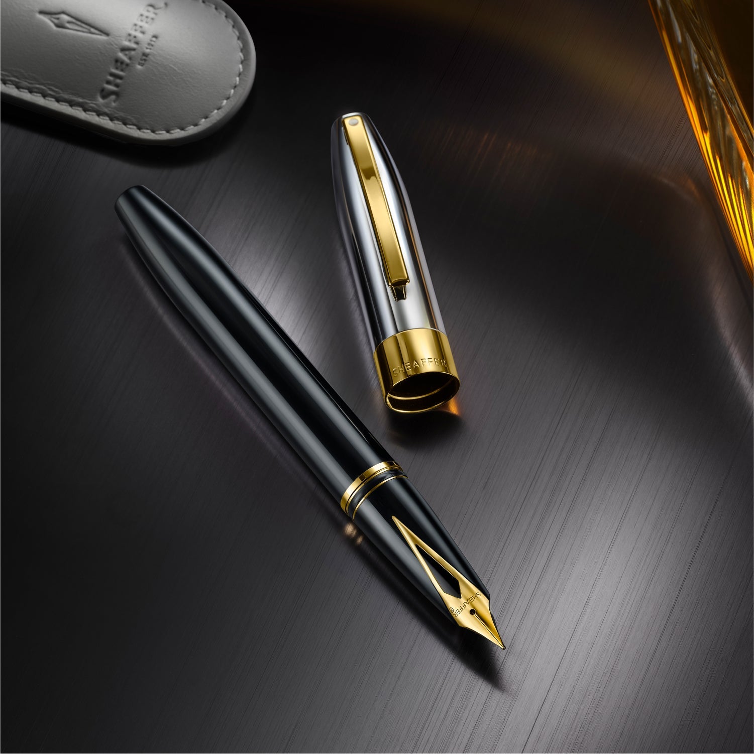 Sheaffer Legacy 9065 Glossy Black and Chrome Bi-color Fountain Pen with 14K PVD Gold-Plated, Stainless Steel Inlaid Nib and Trims