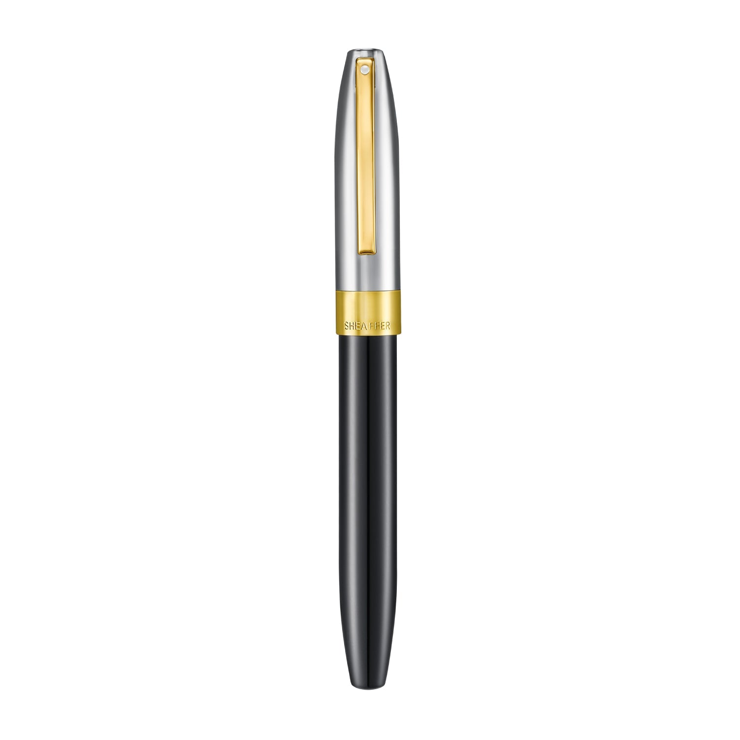 Sheaffer Legacy 9065 Glossy Black and Chrome Bi-color Fountain Pen with 14K PVD Gold-Plated, Stainless Steel Inlaid Nib and Trims