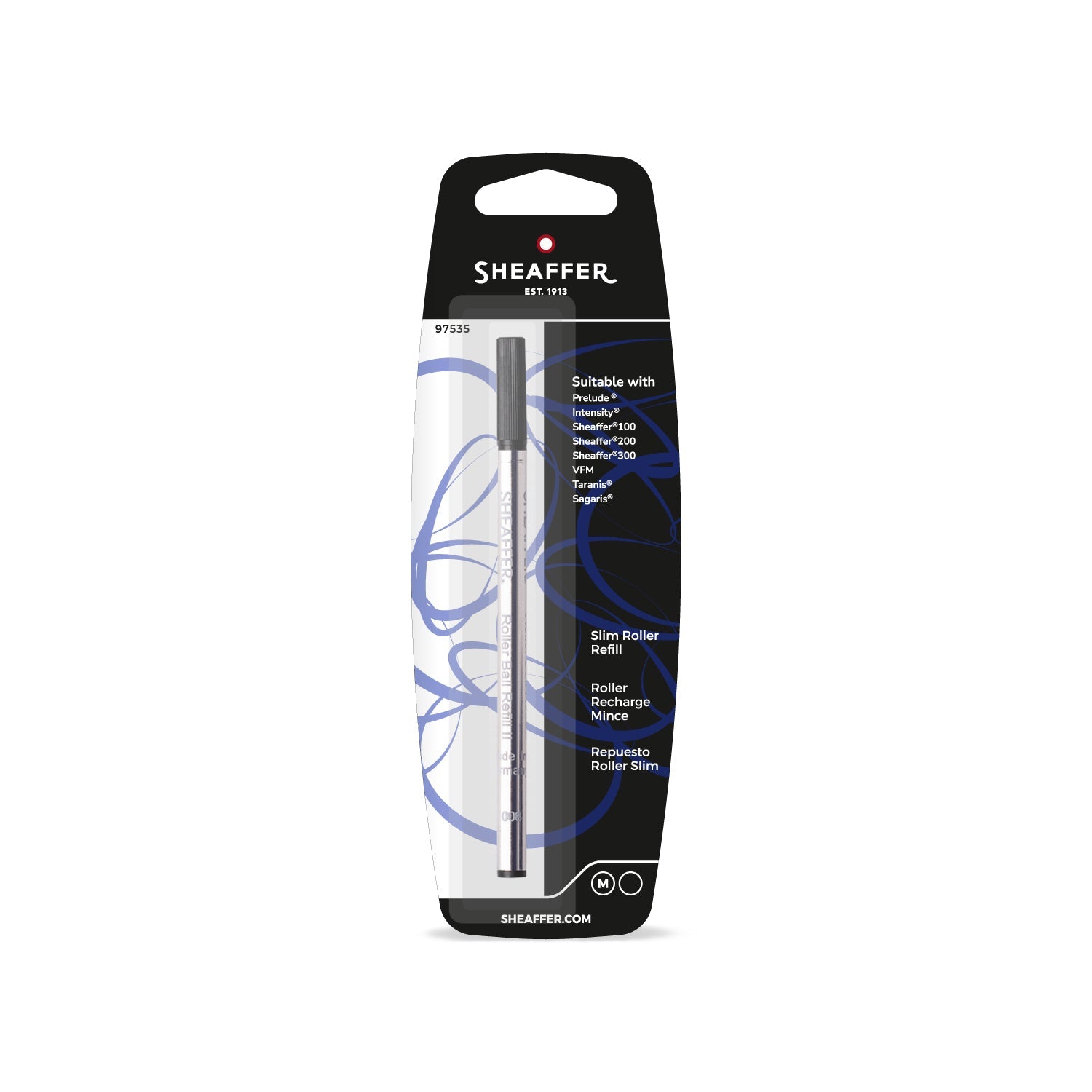 Sheaffer® Slim Rollerball Refill - Black Medium - Blister Card