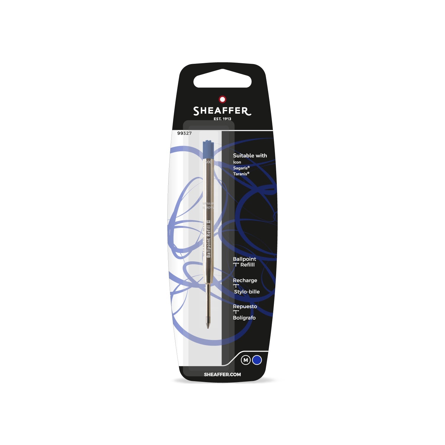 Sheaffer® Ballpoint Refill "T" Style - Blue Medium Blister Card
(fits Sagaris, Taranis & Stylus)