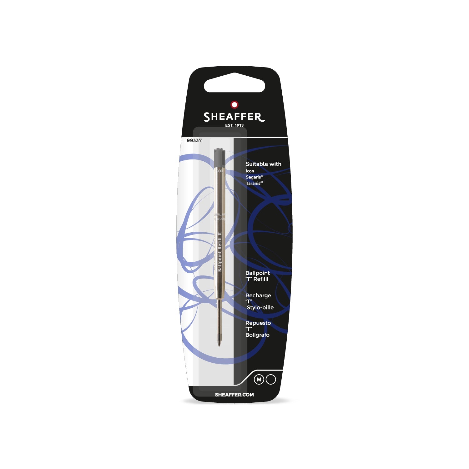 Sheaffer® Ballpoint Refill "T" Style - Black Medium Blister Card
(fits Sagaris, Taranis & Stylus)