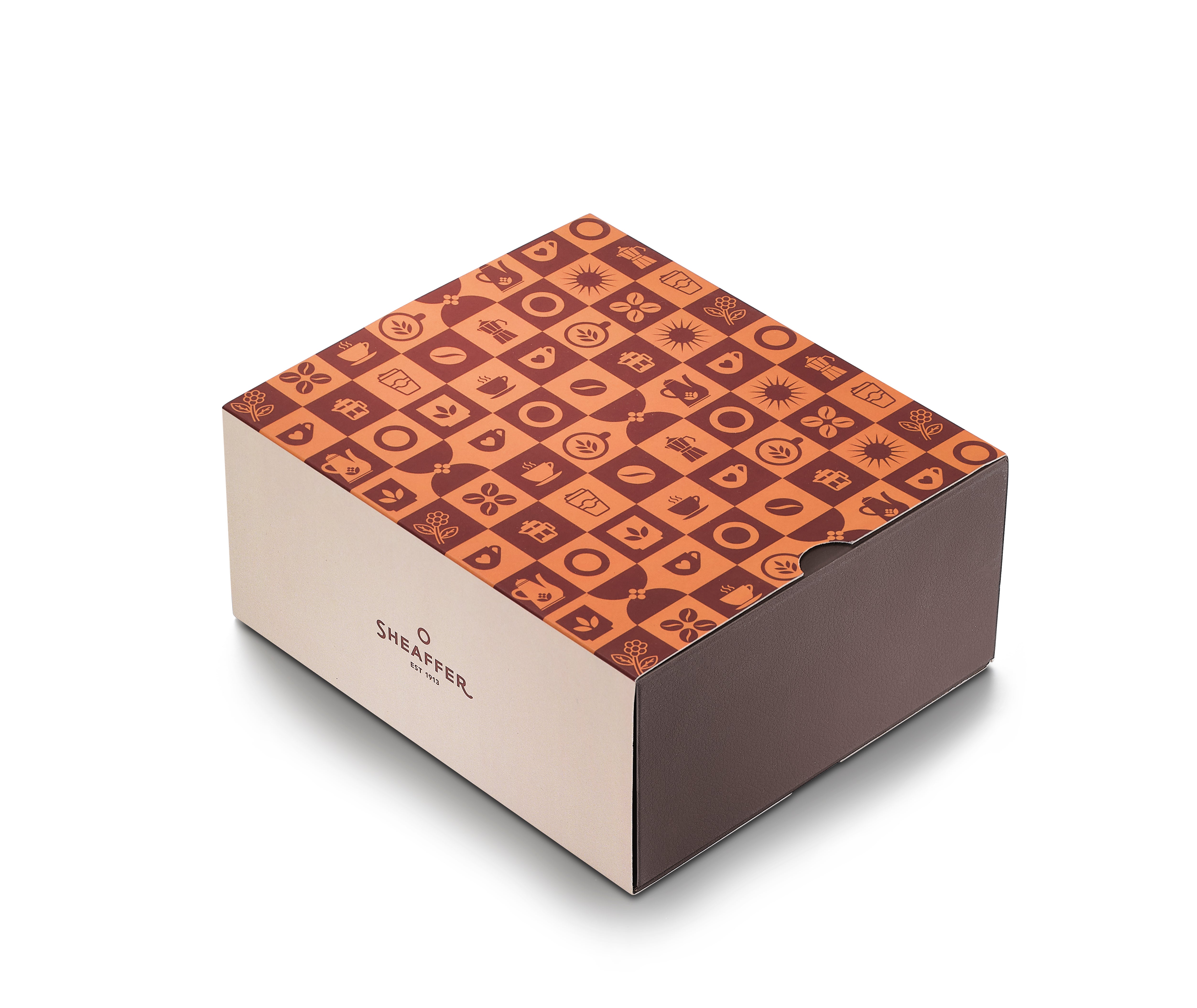 Sheaffer Gift Set ft. Coffee Edition 100 9374 Matt Brown Fountain Pen with Regal Brown PVD Medium Nib and Trims and Coffee-Scented Brown Ink Bottle (50 ml)