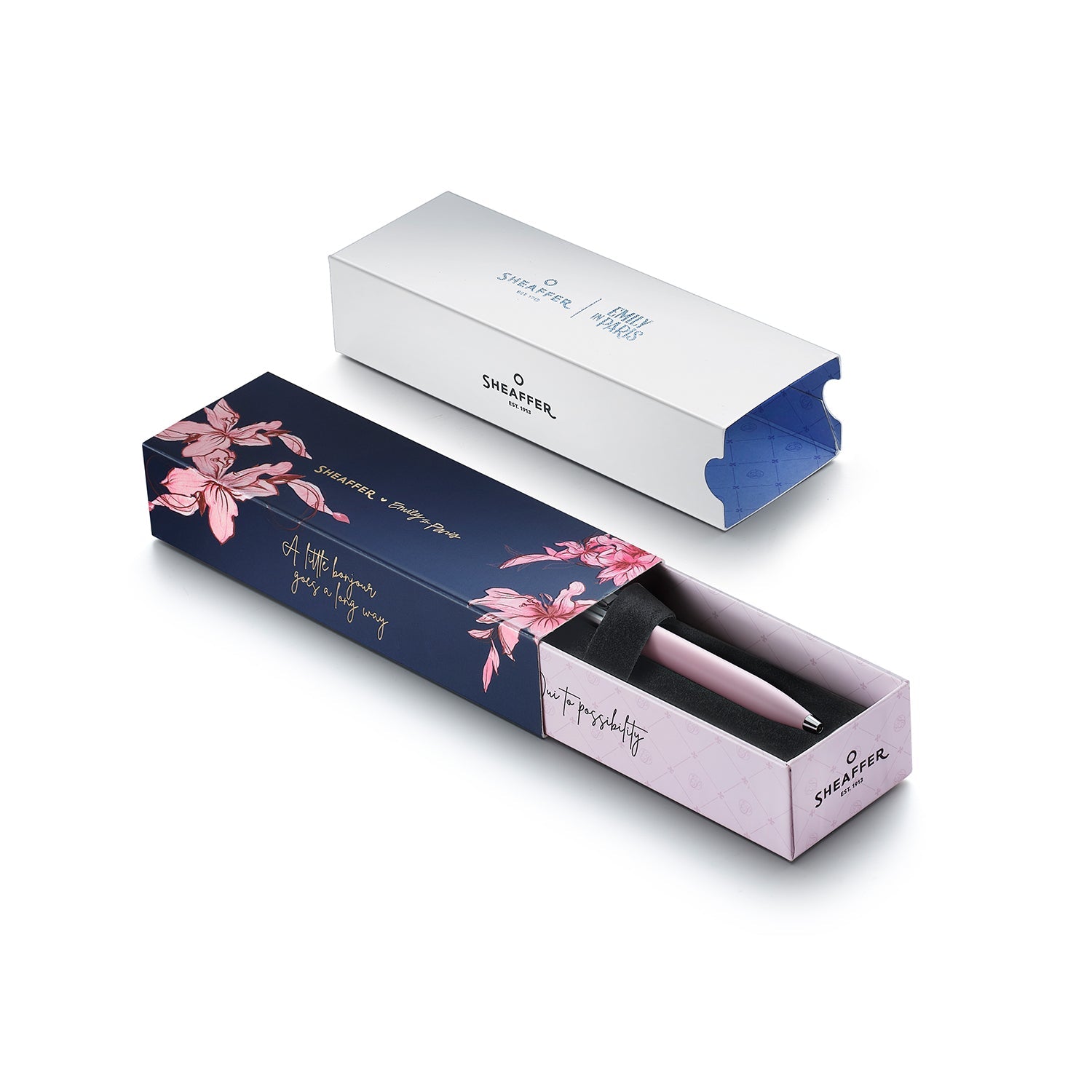 Sheaffer Sentinel Emily in Paris 321 Pink Matte Finish Ballpoint Pen with Chrome-Plated Trims and Bow-Shaped Clip Emblem