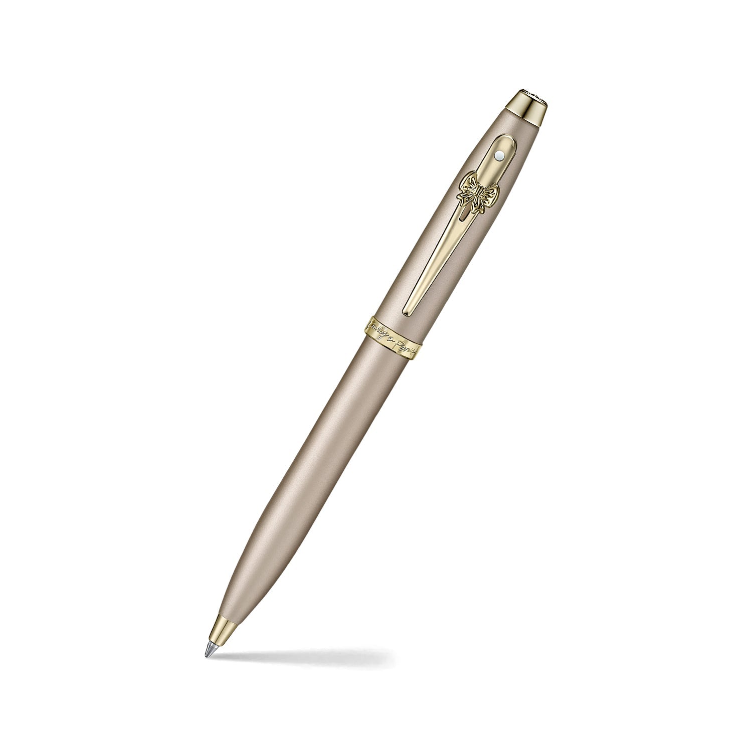 Sheaffer Gift Set ft. 100 Emily in Paris 9377 Champagne Gold Ballpoint Pen with Champagne Gold Trims and Full-Grain Credit Card Holder
