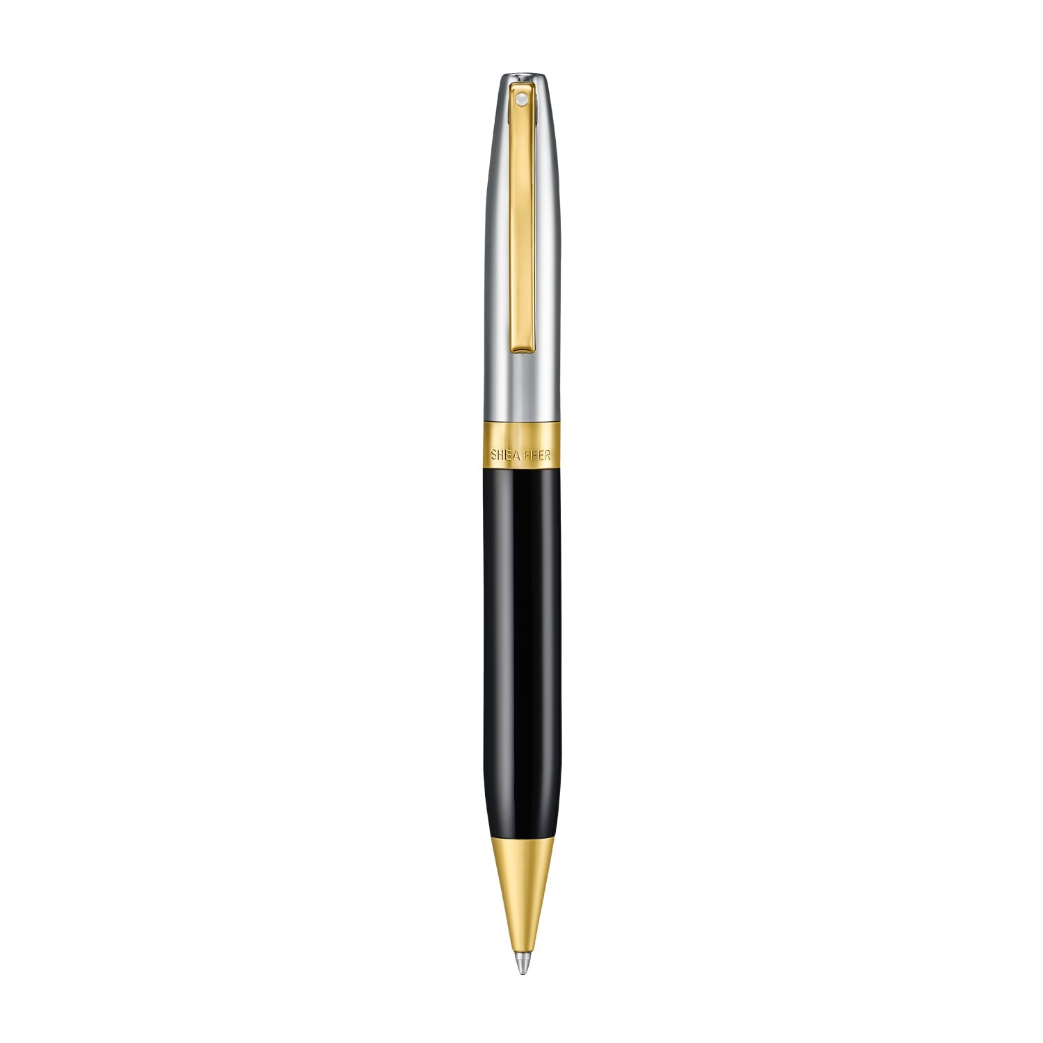 Sheaffer Legacy 9065 Glossy Black and Chrome Bi-color Ballpoint Pen with 14K PVD Gold-Plated, Stainless Steel Trims